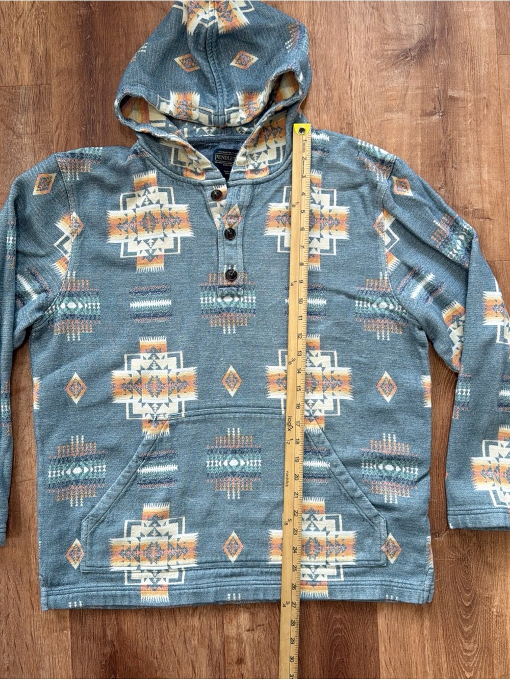 Pendleton Mens Southwestern Aztec Pullover Beach Hoodie Cotton Kangaroo Pocket - Picture 2 of 8